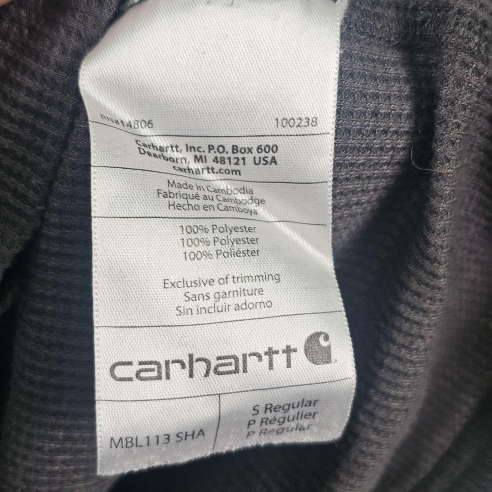 Carhartt Shirt Mens Small Gray Force Thermal Waffle Knit Long Sleeve MBL113 - Picture 8 of 11